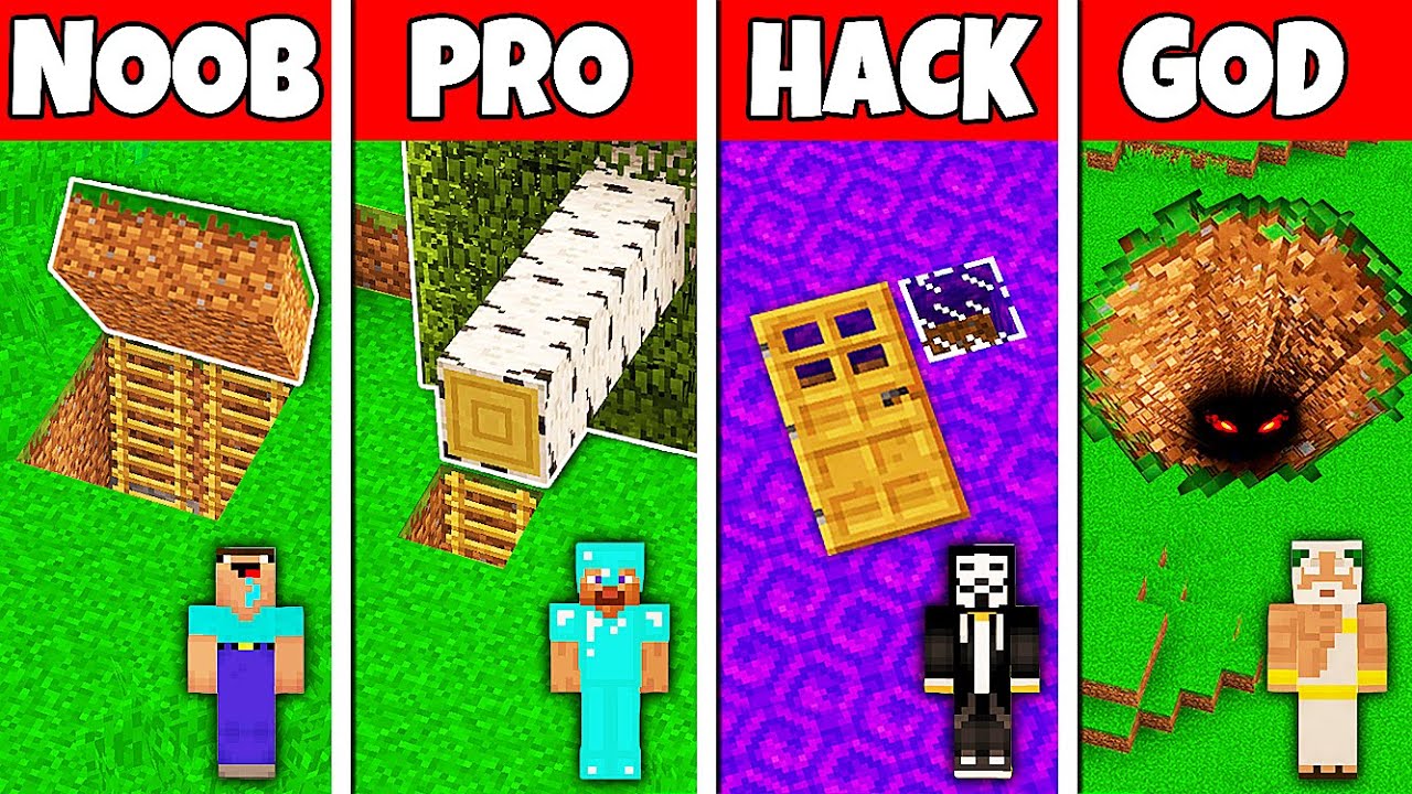 Minecraft Battle Noob Vs Pro Vs Hacker Vs God Secret Underground House Build Challenge In 