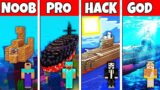 Minecraft Battle: NOOB vs PRO vs HACKER vs GOD! SUBMARINE WATER BASE BUILD CHALLENGE in Minecraft