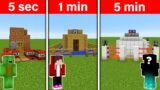 WE BUILT THE BEST SECURITY HOUSE! 5 SECONDS VS 1 MIN VS 5 MIN – Minecraft