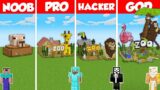 ZOO ANIMAL PARK HOUSE BUILD CHALLENGE – Minecraft Battle: NOOB vs PRO vs HACKER vs GOD / Animation