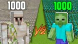 1000 ZOMBIE ARMY vs 1000 GOLEM ARMY BATTLE Minecraft Different Zombies Army Battle