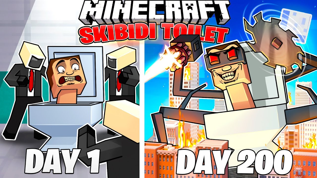 I Survived 200 Days as SKIBIDI TOILET in HARDCORE Minecraft ...