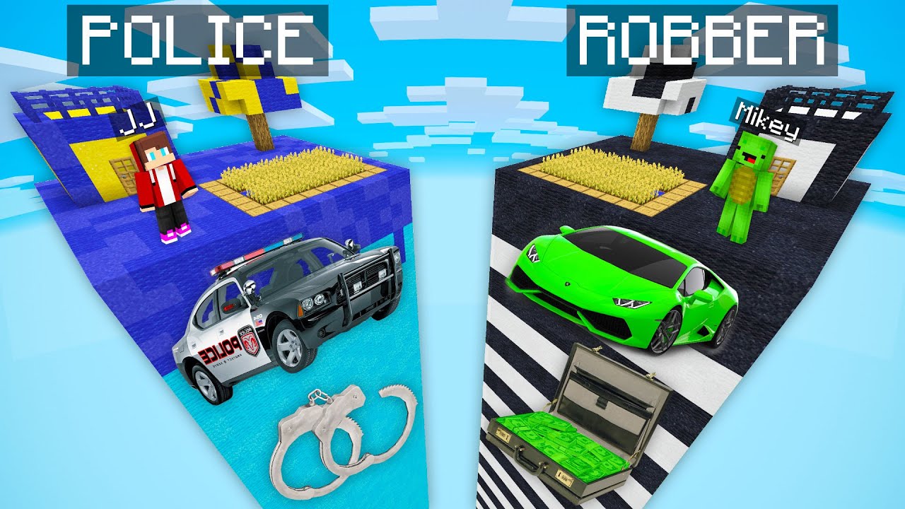 Jj Police Chunk Vs Mikey Robber Chunk In Minecraft Maizen Minecraft