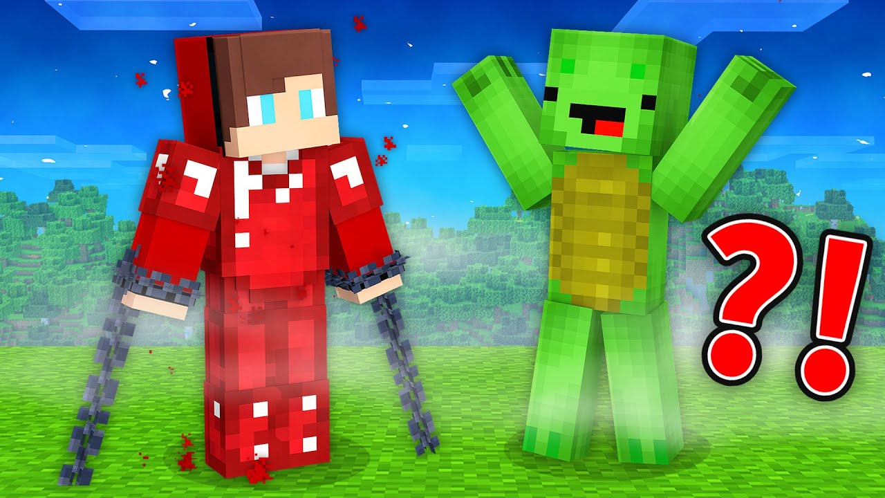 JJ Scared Mikey with BLOOD ARMOR in Minecraft - Maizen - Minecraft videos