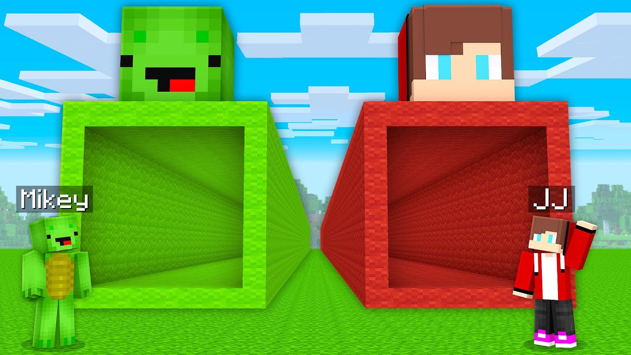 Mikey Tunnel Vs Jj Tunnel Challenge In Minecraft Maizen Minecraft Videos