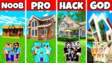 Minecraft Battle : Family Luxury Mansion Build Challenge – Noob Vs Pro Vs Hacker Vs God