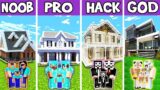 Minecraft Battle: Family Traditional House Build Challenge – Noob VS Pro VS Hacker VS God