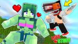 Monster School : Chainsaw Man and Zombie Hulk – LOVE Story – Minecraft Animation