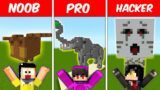NOOB vs Pro vs HACKER: Statue House Build Challenge | Minecraft! (Tagalog)