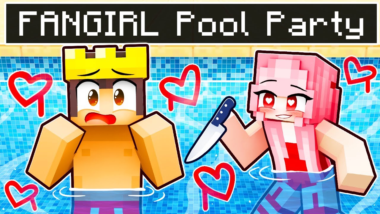 POOL PARTY With CRAZY FAN GIRL In Minecraft! - Minecraft videos