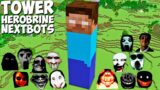 SURVIVAL GIANT HEROBRINE TOWER JEFF THE KILLER and SCARY NEXTBOTS in Minecraft Gameplay Coffin Meme