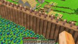 Why Villagers Build this TALLEST POOR DIRT WALL in My Minecraft Village ?? Secret Giant Dirt Base !!