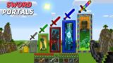 biggest nether portals with different swords in Minecraft