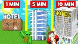 HOTEL BUILD BATTLE CHALLENGE In Minecraft – NOOB VS PRO – Maizen Mizen Mazien Parody