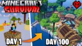 I Survived in Middle of the 3X3 SKYBLOCK in Minecraft Survival (Hindi)