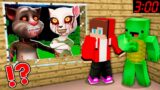 JJ and Mikey HIDE From Scary TALKING TOM AND ANGELA.EXE At Night in Minecraft Challenge Maizen