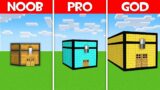 Minecraft Battle: CHEST HOUSE BUILD CHALLENGE – NOOB vs PRO vs HACKER vs GOD in Minecraft!