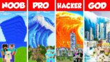 Minecraft TSUNAMI HOUSE BUILD CHALLENGE – NOOB vs PRO vs HACKER vs GOD / Animation