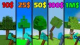 minecraft for 0$ vs 10$ vs 25$ vs 50$ vs 100$