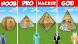 FIGURE ROUND BASE HOUSE BUILD CHALLENGE – Minecraft Battle: NOOB vs PRO vs HACKER vs GOD / Animation