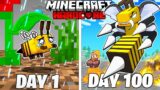 I Survived 100 Days as a KILLER BEE in Minecraft Hardcore World… (Hindi)