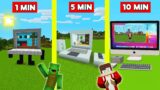 LAPTOP MACBOOK HOUSE BUILD BATTLE CHALLENGE In Minecraft – NOOB VS PRO – Maizen Mizen Mazien Parody