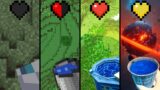 waterbucket MLG with different hearts in Minecraft