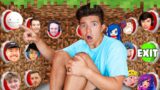 100 Minecraft YouTuber Mystery Buttons… *Only One Lets You Escape*