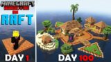 I Survived 100 DAYS ON A RAFT in Minecraft Hardcore