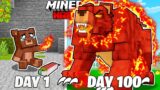 I Survived 100 Days as a FIRE BEAR in HARDCORE Minecraft