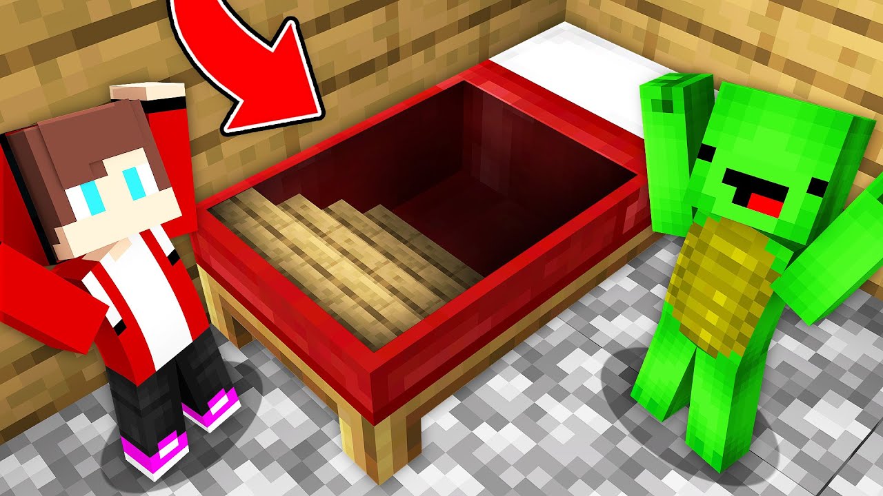 Jj And Mikey Found A Secret Passage In Bed In Minecraft Maizen Minecraft Videos 9196