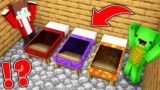 JJ and Mikey Found A SECRET PASSAGES Inside BEDS : Portal vs Lava in Minecraft Maizen!