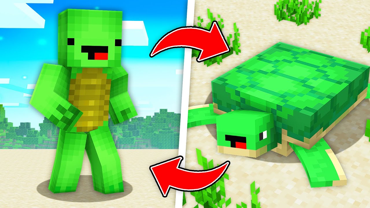 Mikey Spent One Day Like A Turtle With JJ In Minecraft - Maizen Mizen ...