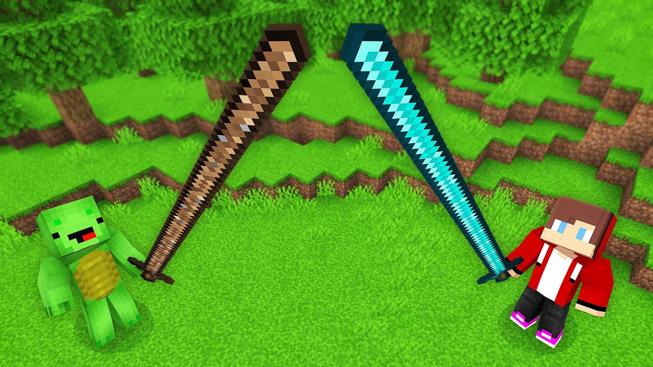 Mikey Vs Jj Longest Sword Survival Battle In Minecraft Maizen Minecraft Videos 9879