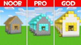 Minecraft Battle: LONGEST HOUSE BUILD CHALLENGE – NOOB vs PRO vs HACKER vs GOD in Minecraft!