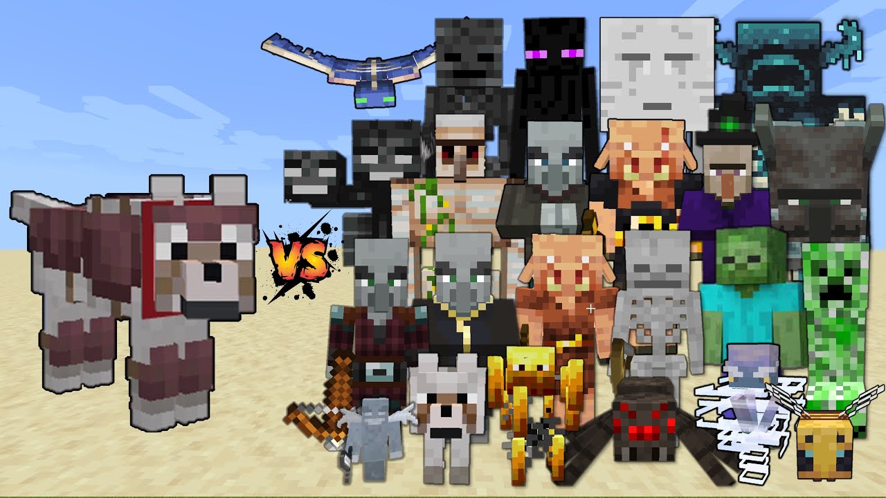 Wolf with Armadillo's Armor vs Every mob in Minecraft - Wolf Armor vs ...