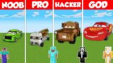 CAR STATUE BASE HOUSE BUILD CHALLENGE – Minecraft Battle: NOOB vs PRO vs HACKER vs GOD / Animation