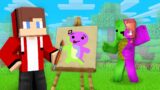 JJ and Mikey Use DRAWING MOD to CONNECT ANYTHING in Minecraft Challenge (Maizen Mizen Mazien) Parody