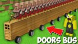 Where is THIS LONGEST DOORS BUS WITH VILLAGERS GOING in Minecraft ? NEW LONG DOORS BUS !