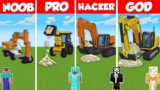 EXCAVATOR CAR HOUSE BUILD CHALLENGE – Minecraft Battle: NOOB vs PRO vs HACKER vs GOD / Animation