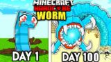 I Survived 100 Days as a WORM in Minecraft