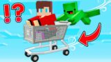 JJ and Mikey found FLYING SHOPPING CART in Minecraft ! SUPER MEGA CHALLENGE !