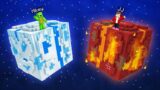 Mikey ICE vs JJ Fire Planet Survival Battle in Minecraft (Maizen)