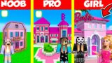 Minecraft Battle: PINK BARBIE HOUSE BUILD CHALLENGE – NOOB vs PRO vs GIRL / Animation