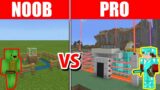 Minecraft NOOB vs PRO: FULLY AUTOMATIC ZOMBIE SECURITY HOUSE BUILD CHALLENGE