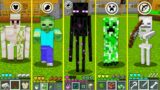 ALL MOBS LIVE IN THE VILLAGE IN MINECRAFT HOW TO PLAY GOLEM ZOMBIE CREEPER ENDERMAN SKELETON BATTLE