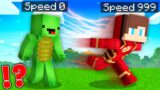 JJ Having 999 SPEED Speedrunner vs Mikey Having 0 SPEED Hunter in Minecraft Maizen!
