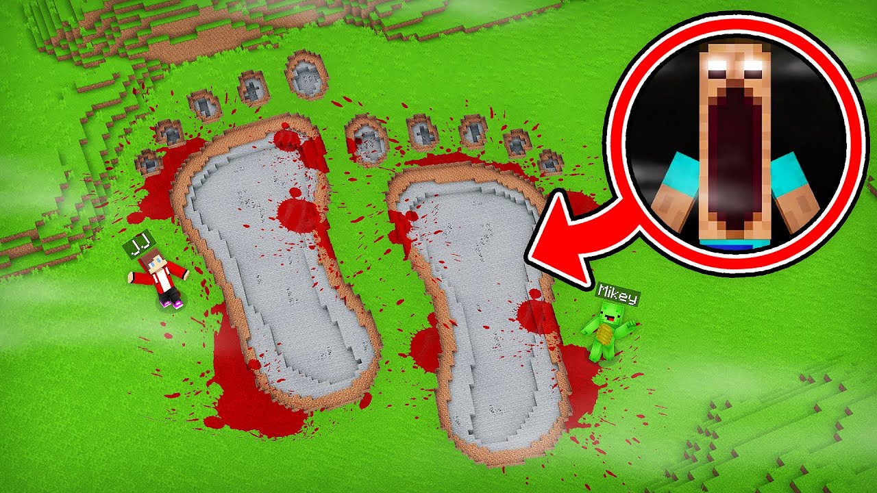 Jj And Mikey Found Scary Monster Footprint Maizen Parody Video In