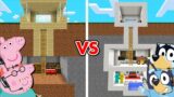 Minecraft Peppa Pig vs Bluey : MODERN SECRET BASE BUILD CHALLENGE