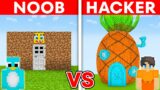 NOOB vs HACKER: SpongeBob SquarePants House Build Challenge in Minecraft